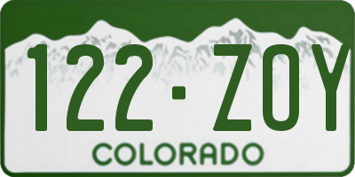 CO license plate 122ZOY