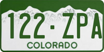 CO license plate 122ZPA