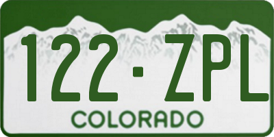 CO license plate 122ZPL