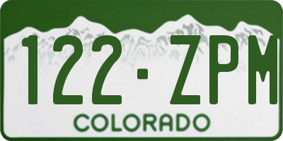 CO license plate 122ZPM