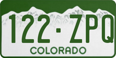 CO license plate 122ZPQ