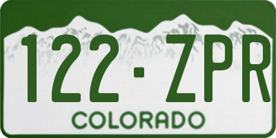 CO license plate 122ZPR