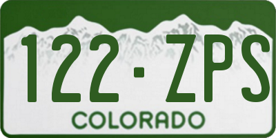CO license plate 122ZPS