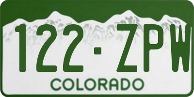 CO license plate 122ZPW