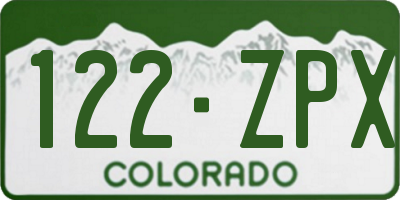 CO license plate 122ZPX