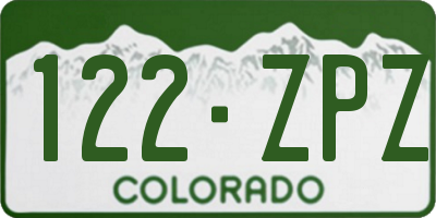 CO license plate 122ZPZ