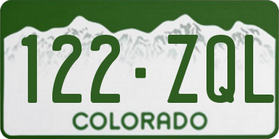 CO license plate 122ZQL