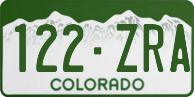 CO license plate 122ZRA