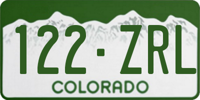 CO license plate 122ZRL