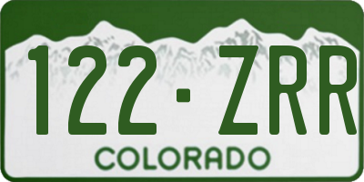 CO license plate 122ZRR