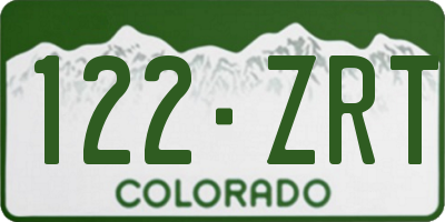 CO license plate 122ZRT