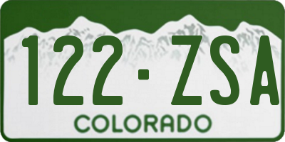 CO license plate 122ZSA