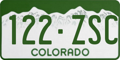 CO license plate 122ZSC