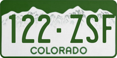 CO license plate 122ZSF