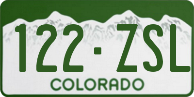 CO license plate 122ZSL