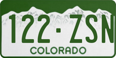 CO license plate 122ZSN