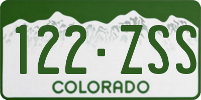CO license plate 122ZSS