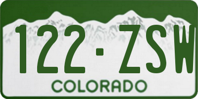 CO license plate 122ZSW
