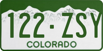 CO license plate 122ZSY