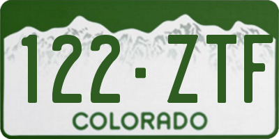 CO license plate 122ZTF