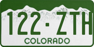 CO license plate 122ZTH
