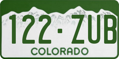 CO license plate 122ZUB