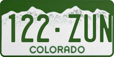 CO license plate 122ZUN