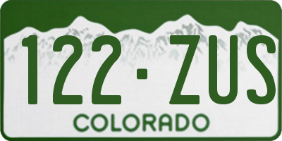CO license plate 122ZUS