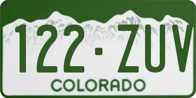CO license plate 122ZUV
