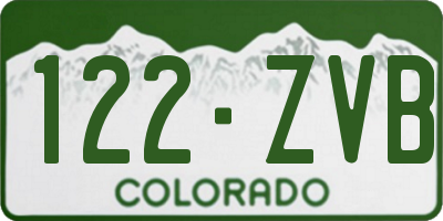 CO license plate 122ZVB