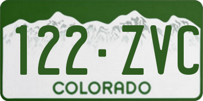 CO license plate 122ZVC