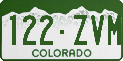 CO license plate 122ZVM