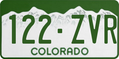 CO license plate 122ZVR