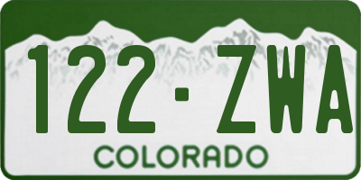 CO license plate 122ZWA