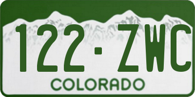 CO license plate 122ZWC