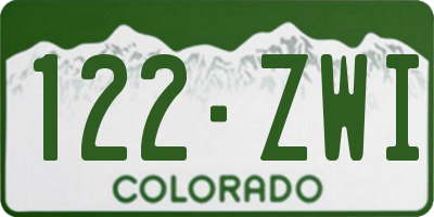 CO license plate 122ZWI