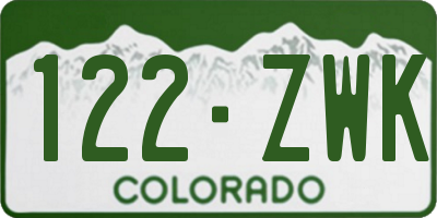 CO license plate 122ZWK