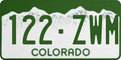 CO license plate 122ZWM