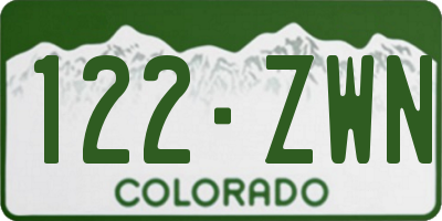 CO license plate 122ZWN