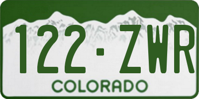 CO license plate 122ZWR