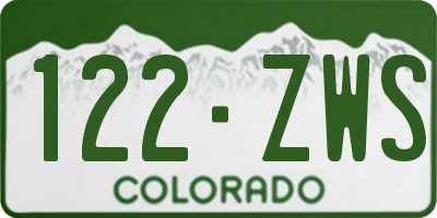 CO license plate 122ZWS
