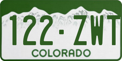 CO license plate 122ZWT