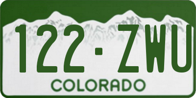 CO license plate 122ZWU