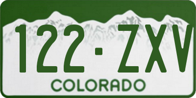 CO license plate 122ZXV
