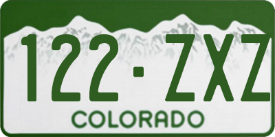 CO license plate 122ZXZ