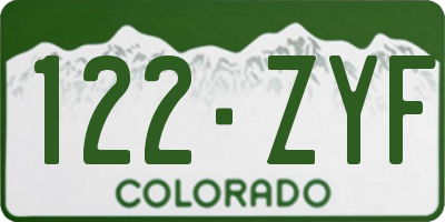 CO license plate 122ZYF