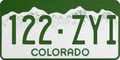 CO license plate 122ZYI