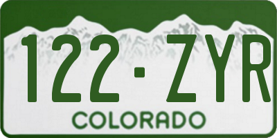 CO license plate 122ZYR