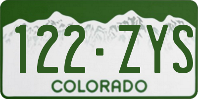 CO license plate 122ZYS