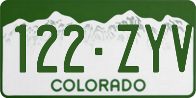 CO license plate 122ZYV
